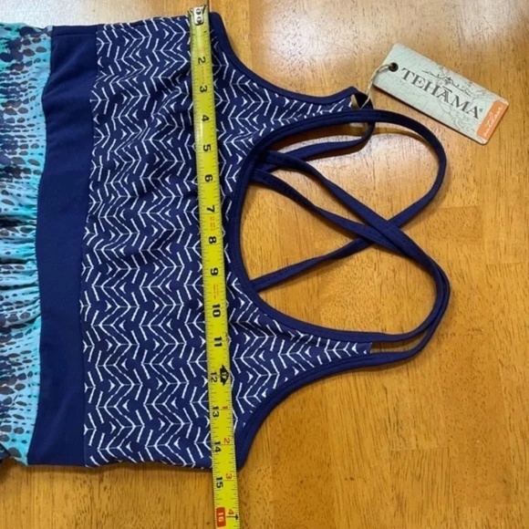 Tehama Tank Racerback Dress Stretch Strap Midi Turquoise Navy Fit Flare, Size S - Picture 8 of 9